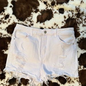 White Distressed Denim Shorts